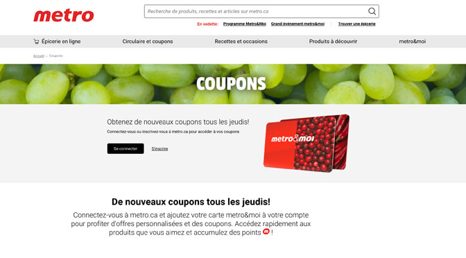 Site de coupon - Metro