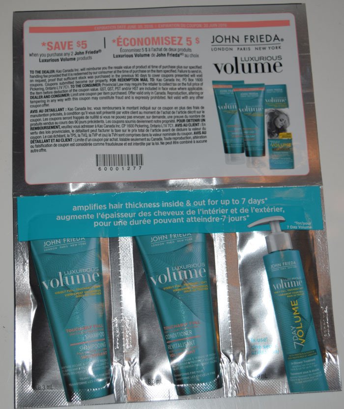 Échantillons gratuit de John Frieda