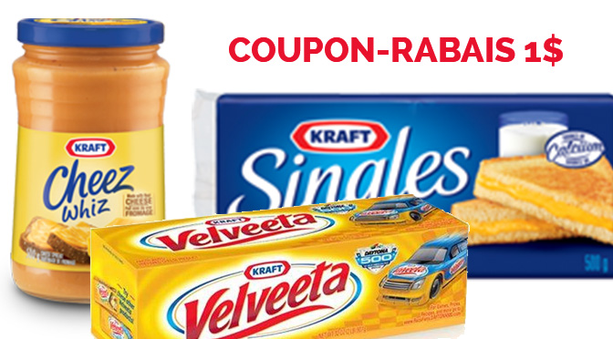 Coupon-rabais Kraft single, velveeta, Cheez Whiz
