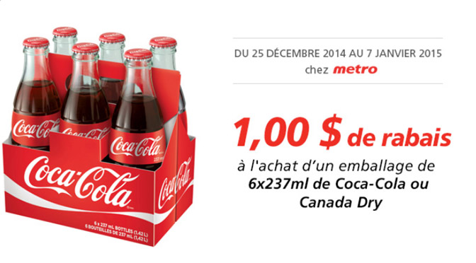 coupon rabais de coca-cola chez Metro