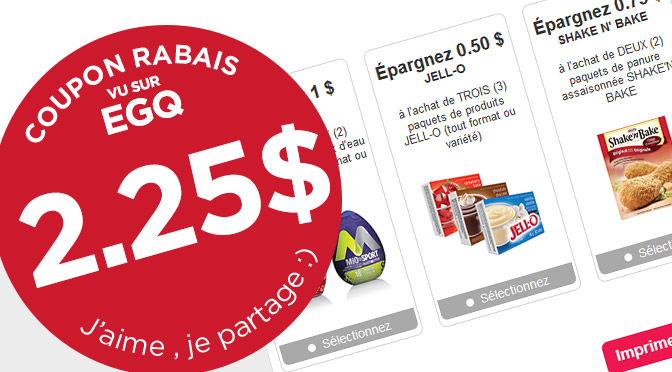 Coupon rabais Kraft Mio Jello Shake and Bake