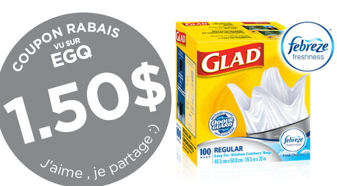 Coupon rabais sur les sac Glad avec febreeze