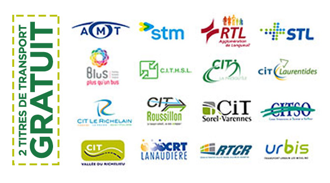 Billet gratuit transport en commun STM RTL CIT STL