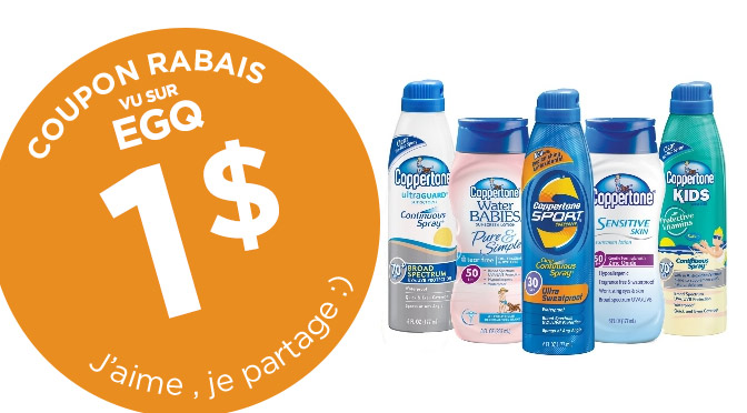 Coupon rabais crème solaire Coppertone