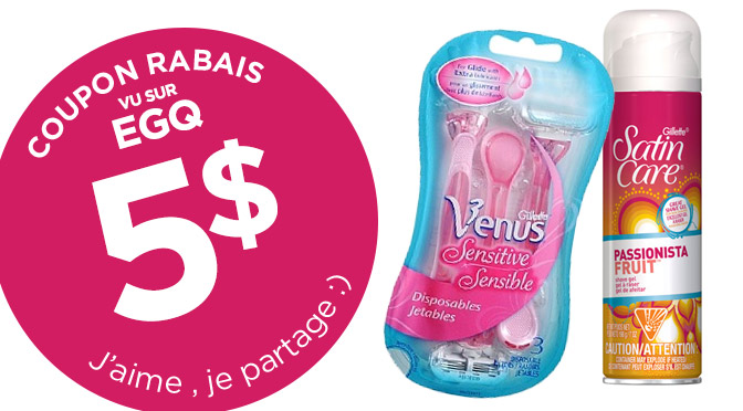Coupon rabais Venus Gilette Satin Care