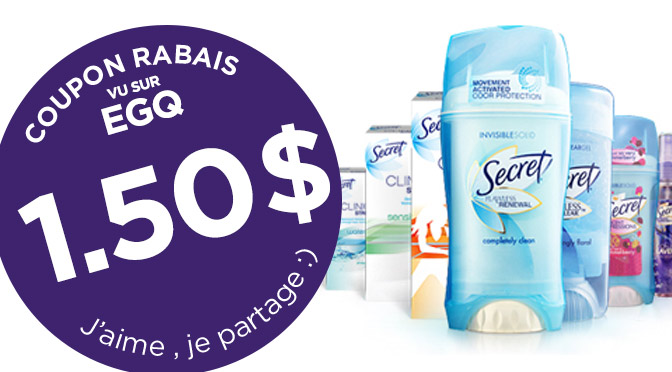 Coupon rabais désodorisant Secret
