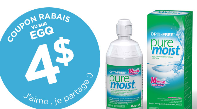 Opti-Free pure moist 4$ de rabais