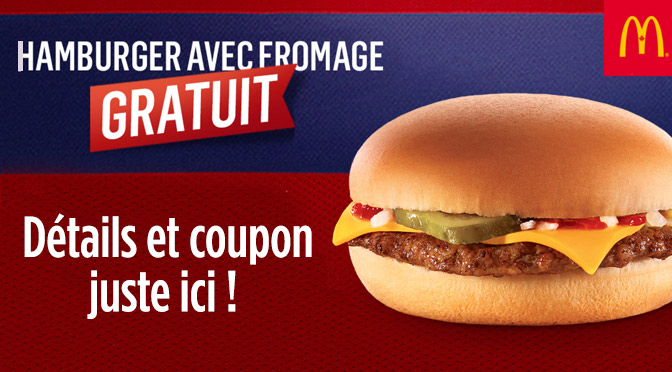 Cheeseburger gratuit chez Mcdonal 27 avril 2015