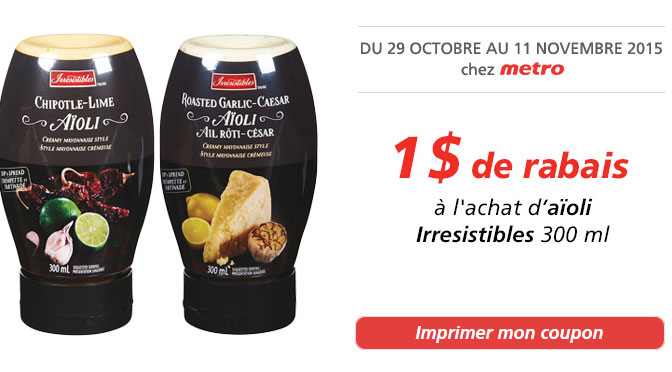 Coupon rbais Aioli Irrésistible