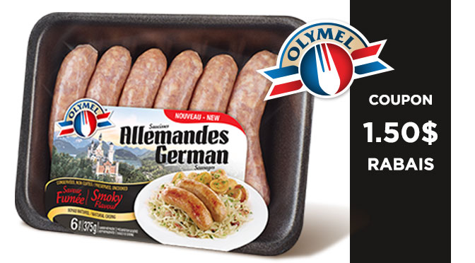 coupon rbais saucisses Allemende Olymel