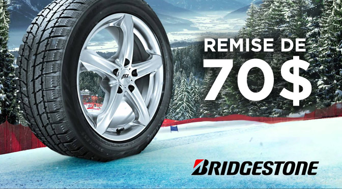 Remise postale de 70$ Bidgestone pneu hiver