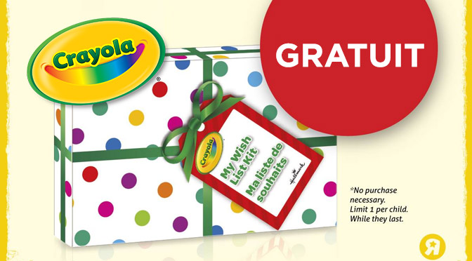 Liste de souhait et crayons crayola gratuits