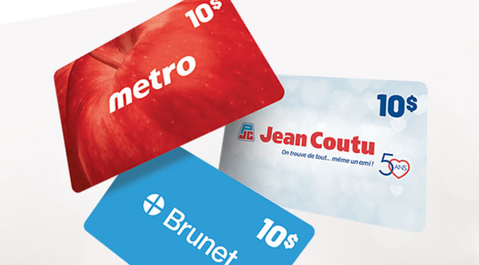 Carte-cadeau Metro Jean-coutu et Brunet